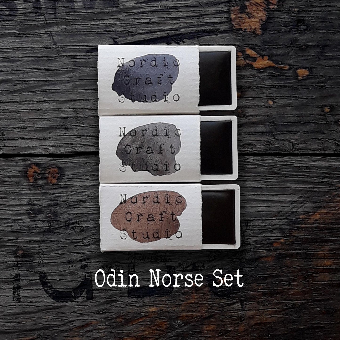 Set nórdico de Odín: acuarela hecha a mano de calidad artística en medias pastillas y pastillas completas
