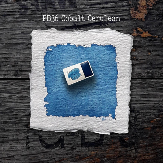 PB36 Cobalt Cerulean - Handmade Watercolor Paint of Artist Quality in Half and Full Pans