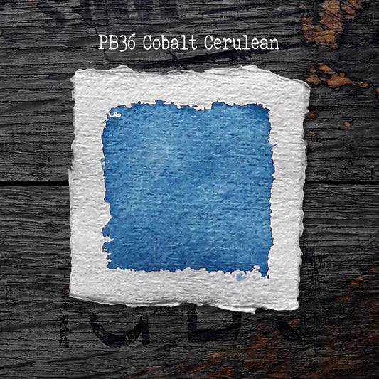 PB36 Cobalt Cerulean - Handmade Watercolor Paint Of Artist Quality On Dot Card 