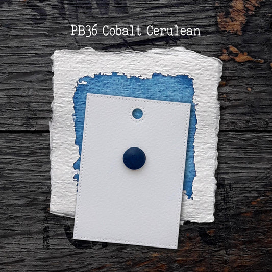PB36 Cobalt Cerulean - Handmade Watercolor Paint Of Artist Quality On Dot Card 
