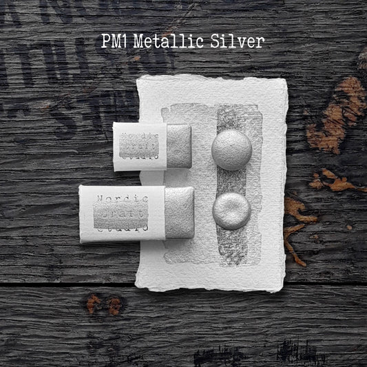 PM1 Metallic Silver - Handmade Watercolour Paint of Professional Artist Quality | NordicCraftStudio